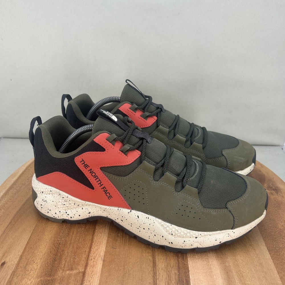 The North Face Mens Taraval Peak Hiking Shoes Olive Green Orange Size 11.5